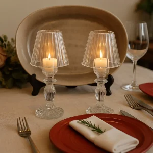 Candelabro de vidro transparente