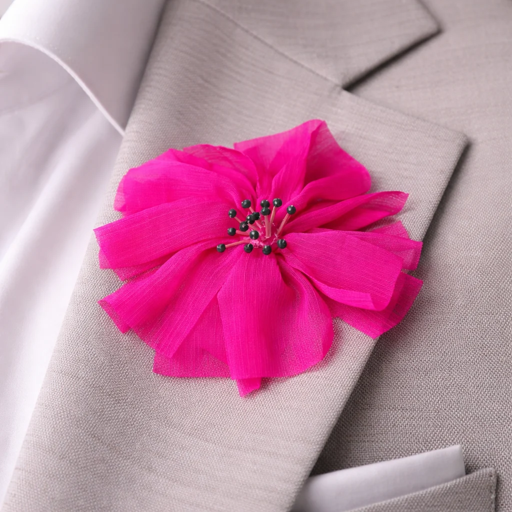 Alfinete Latido em viscose rosa em forma de flor - Image 6