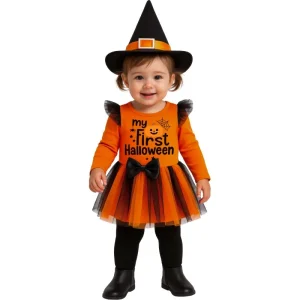Fato de Bruxinha Abóbora Halloween para bebé