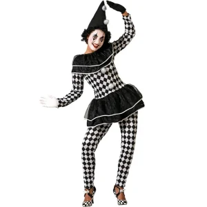 Fato de Arlequina preto e branco para mulher