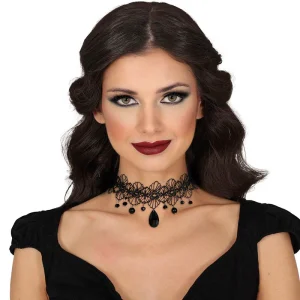 Gargantilha de vampira com pedra negra