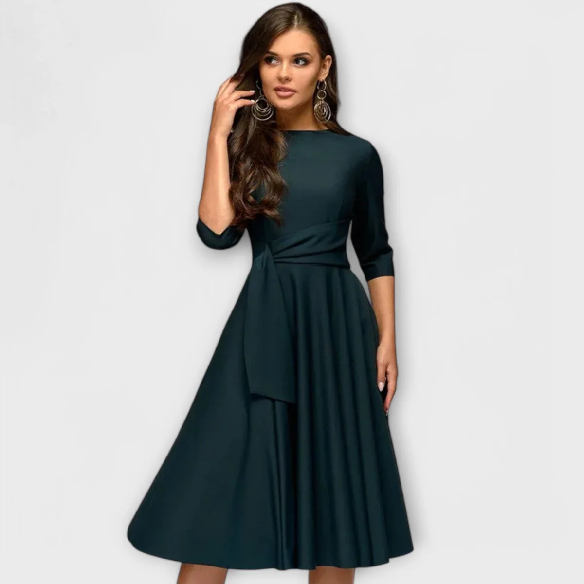Ana - Vestido Midi Elegante com Cintura Laçada - Image 5