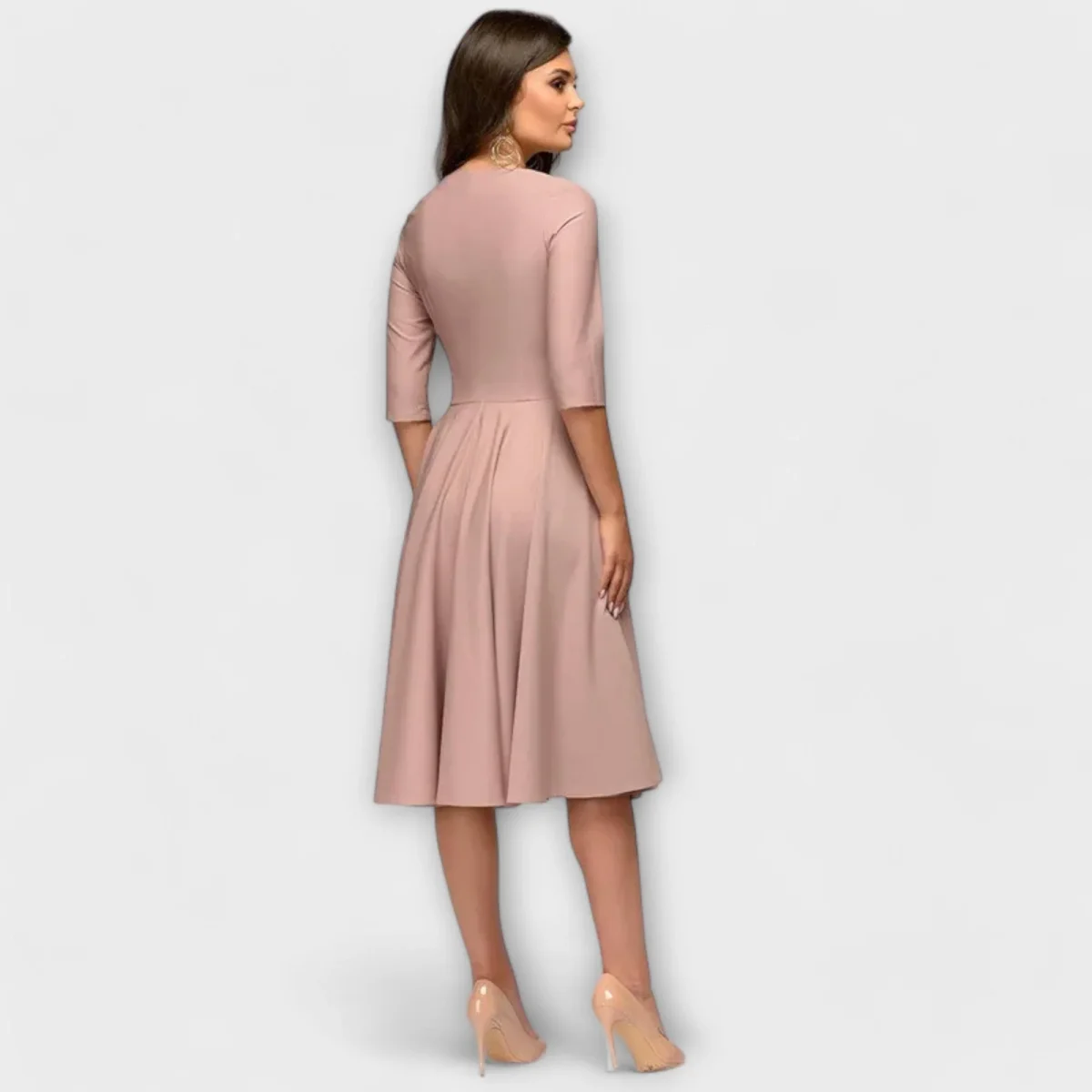 Ana - Vestido Midi Elegante com Cintura Laçada - Image 3