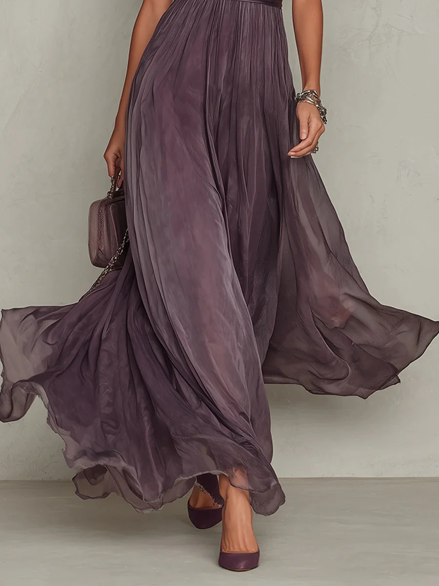 Flavia - Vestido longo violeta com decote em forma de chave para Mulher - Image 6