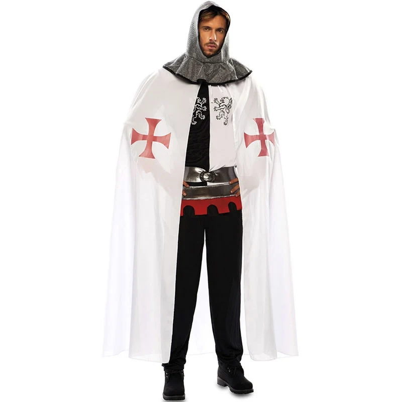 Capa Templario Medieval Blanca para adulto