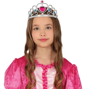 Tiara prateada com coração para meninas