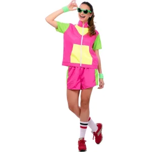 Fato de treino dos anos 80 cor-de-rosa para mulher