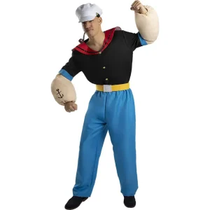 Fato de Popeye o marinheiro com músculos para homem