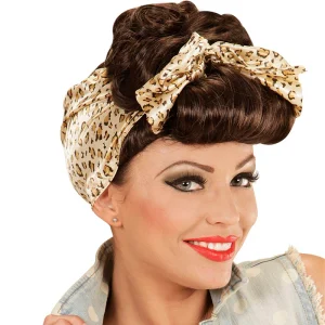 Peruca Pin-Up castanha com lenço